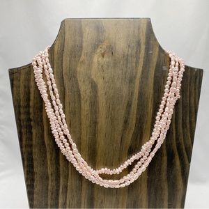 Pastel Pink Faux Pearl Multi Strand Necklace